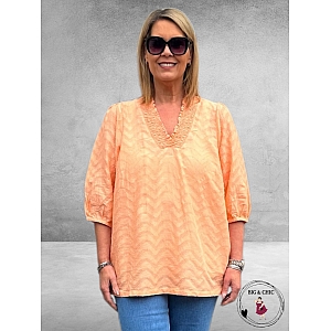 KAFFE Curve Blouse Vitana Peach Nectar